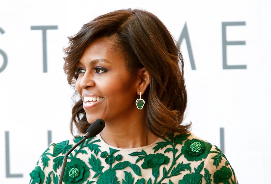 First Lady Michelle Obama with Long Bob Hairstyle