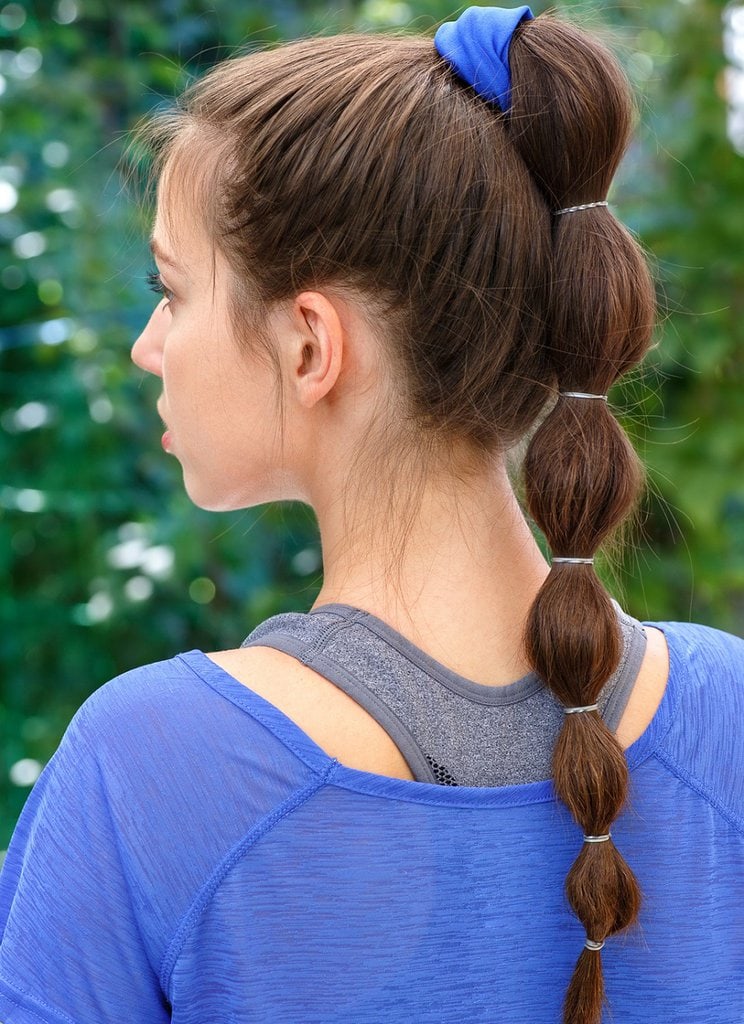 back to school hairstyle with bubble ponytail