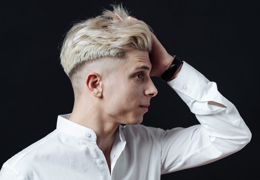 blonde hairstyle with low fade