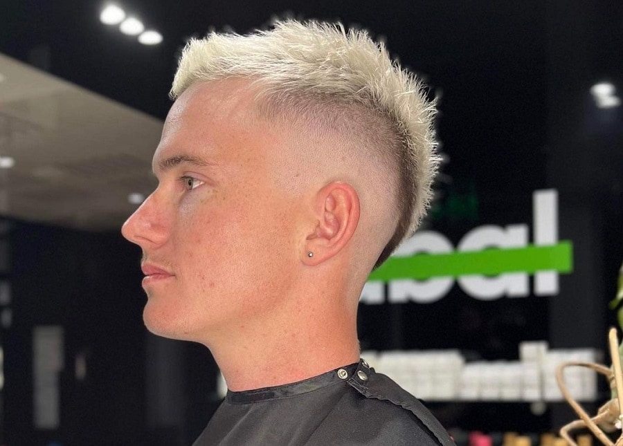 blonde mohawk with skin fade
