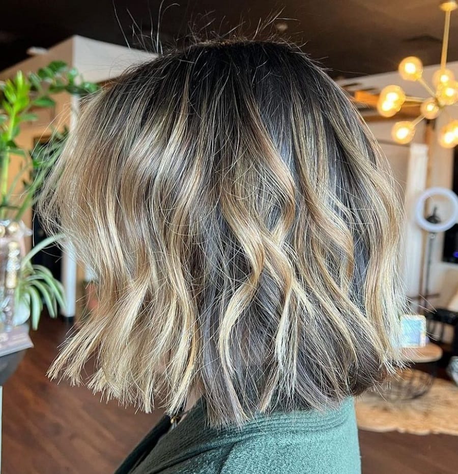 blunt bob with partial balayage