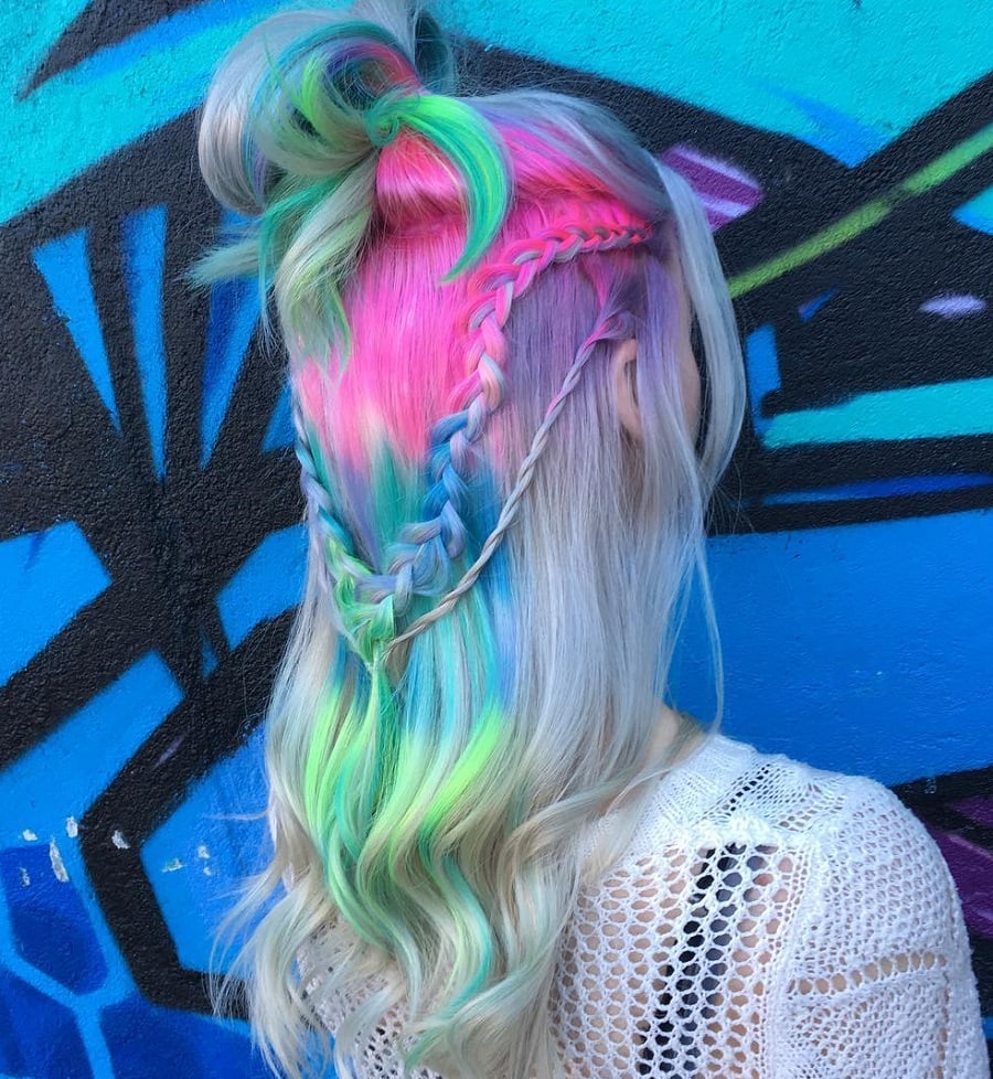 braided hairstyle with graffiti hair