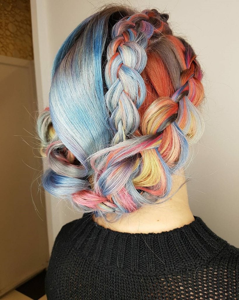 braided updo with graffiti hair