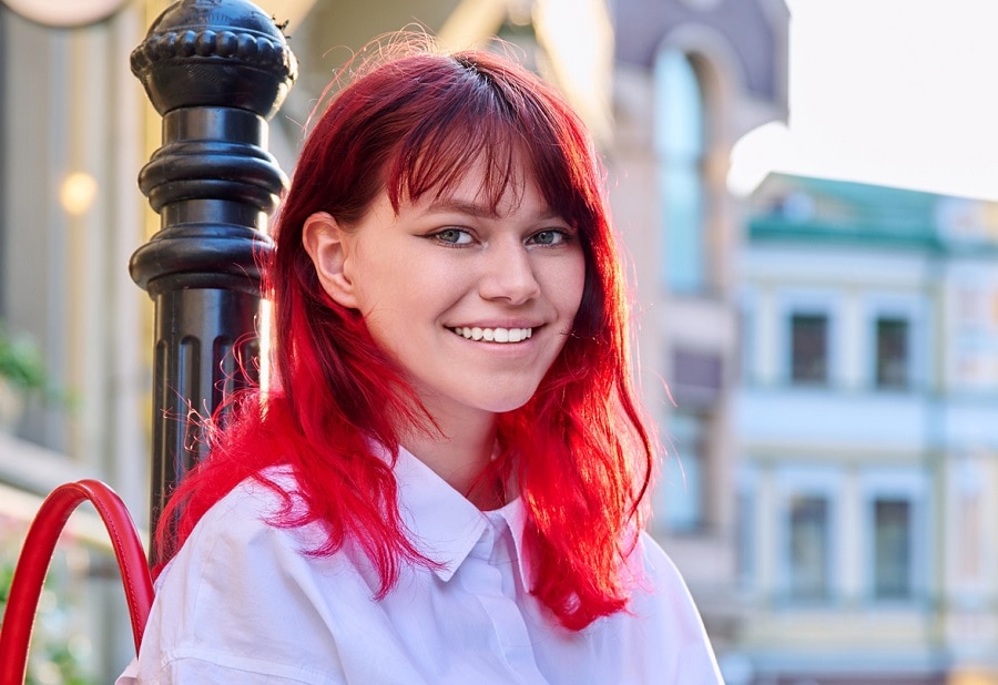 bright red back to school hairstyle