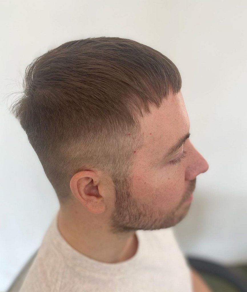 caesar haircut with temp fade