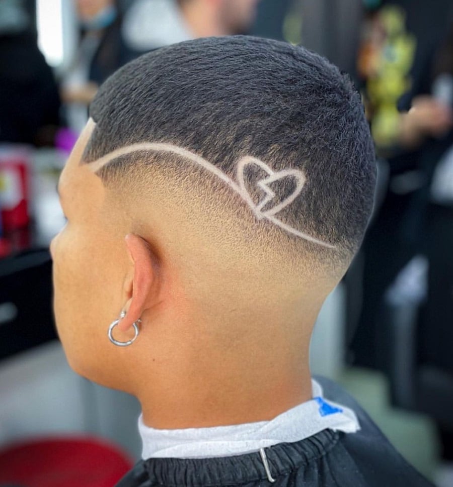 crew cut with skin fade and design