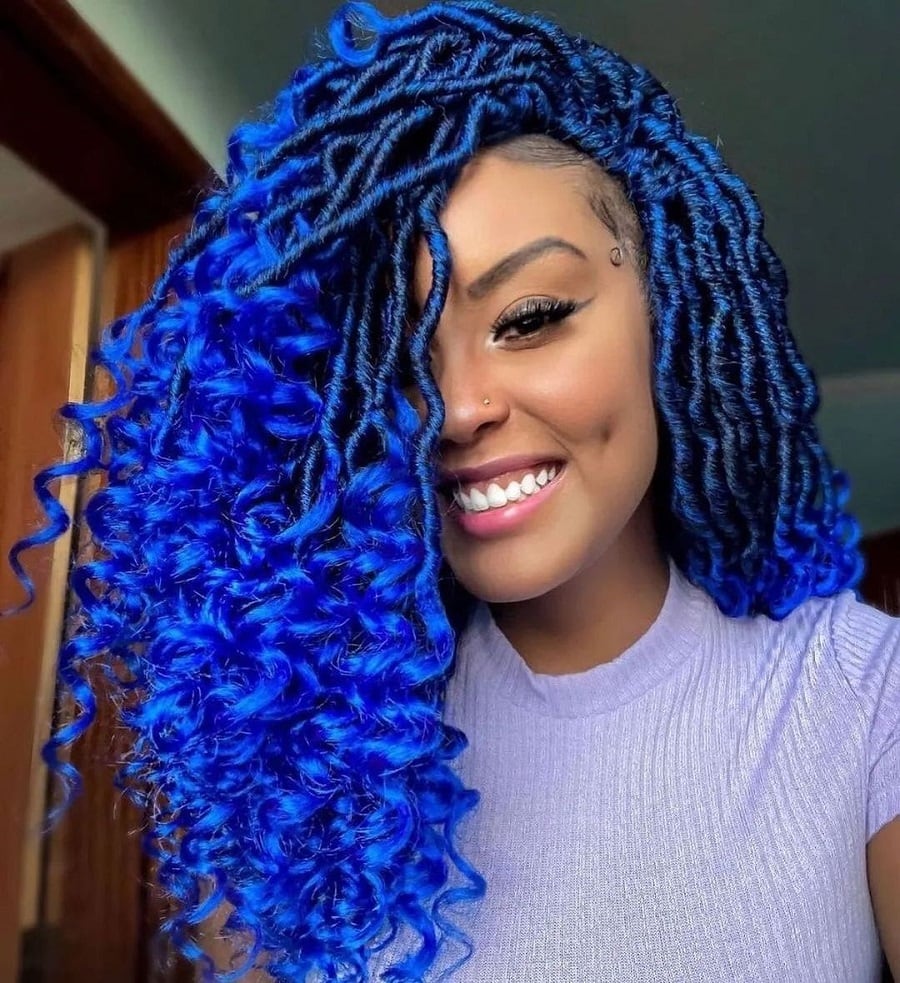 curly blue faux locs