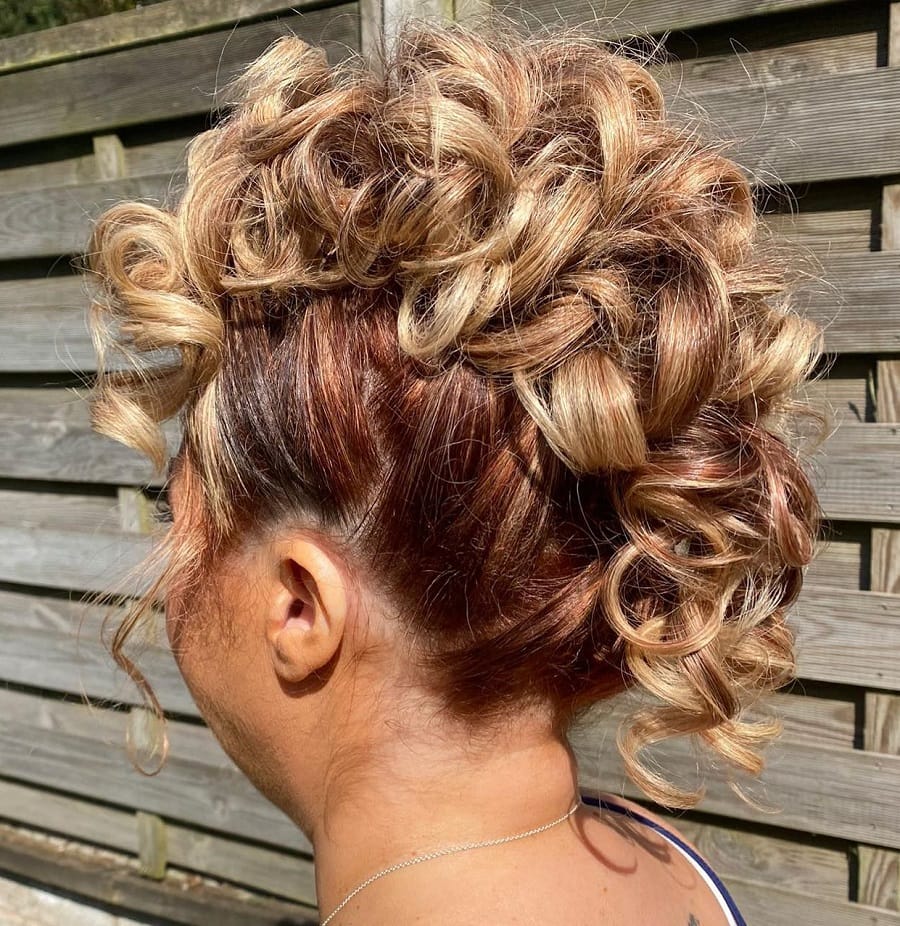 curly mohawk updo for women