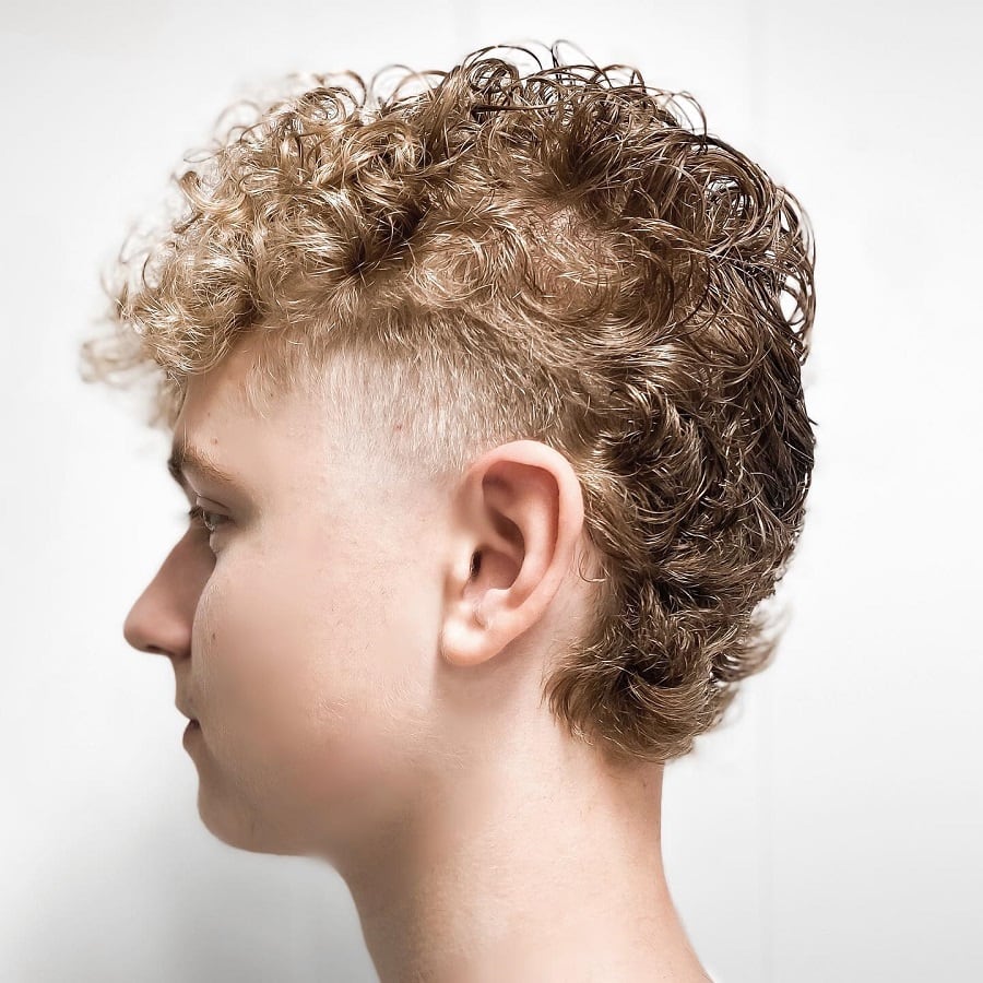 curly mullet mohawk with temp fade