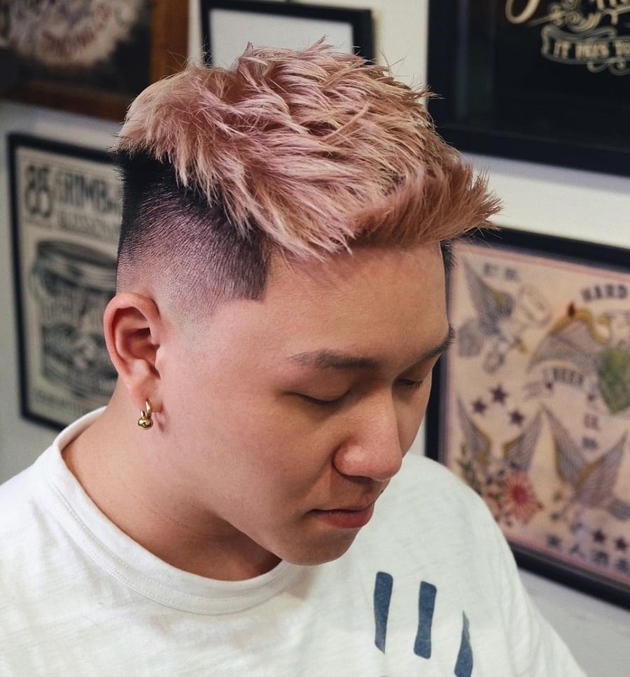 drop fade with colored hair