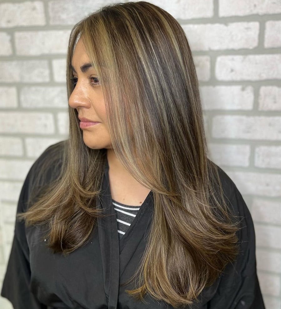 face framing layers with balayage highlights