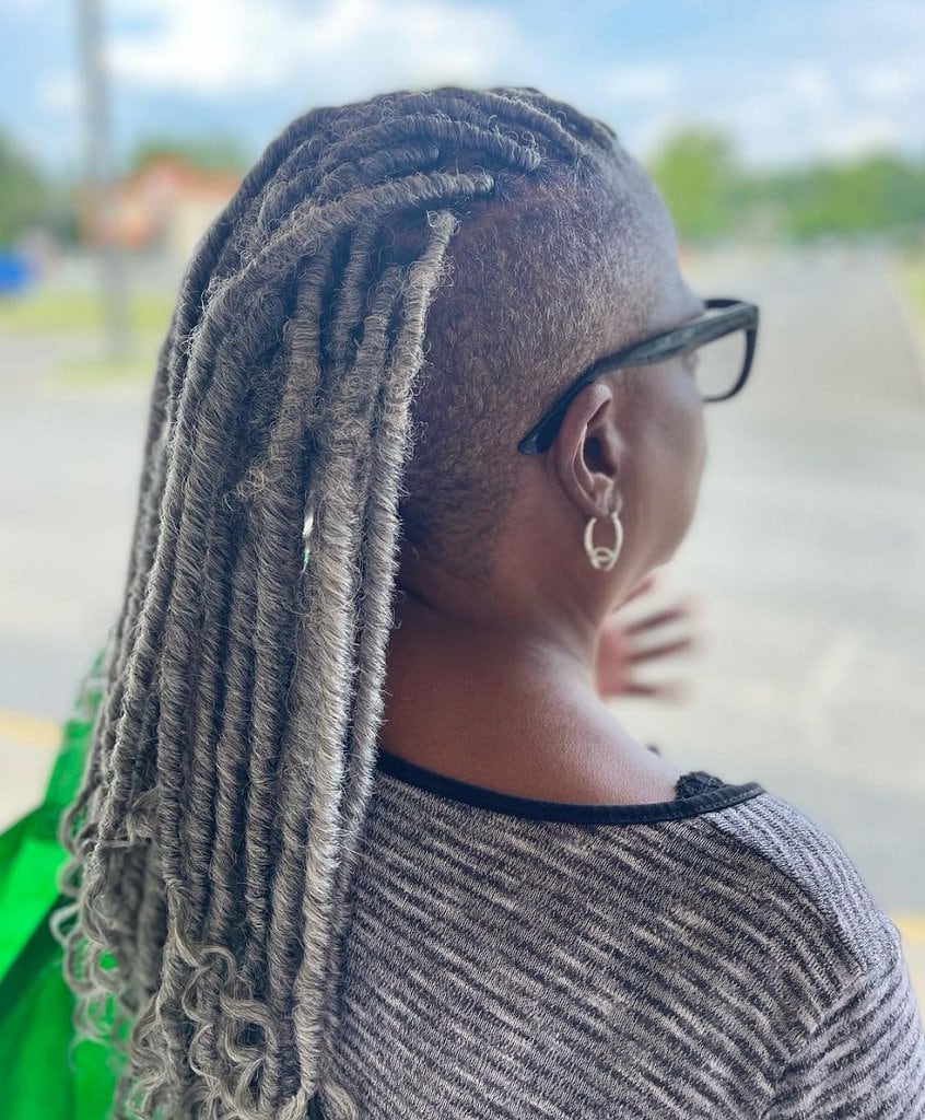 faux locs with shaved side