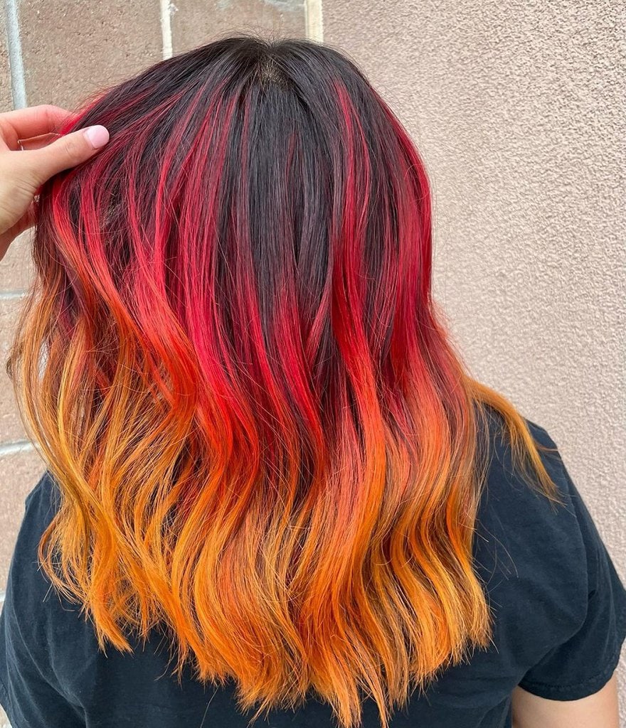 fiery partial balayage hair