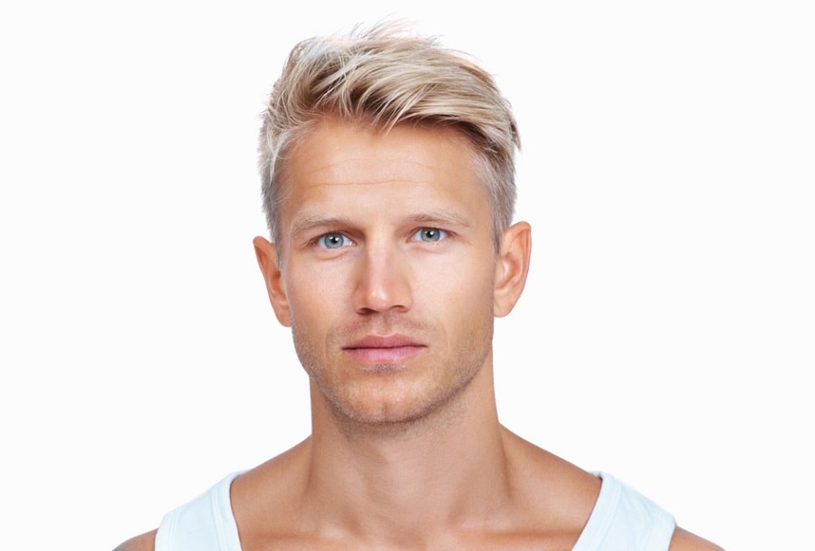 ivy league haircut with white blonde hair