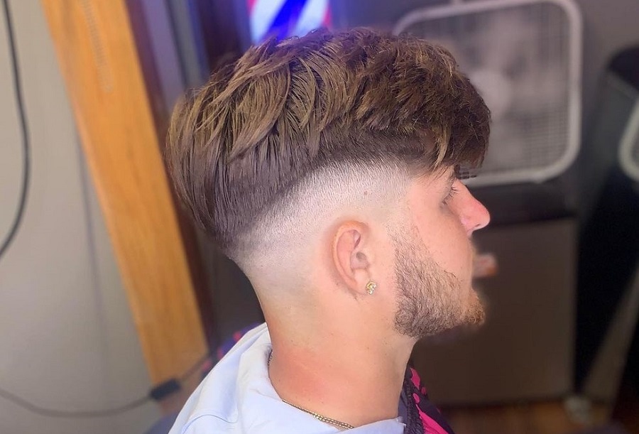 layered hairstyle with drop fade