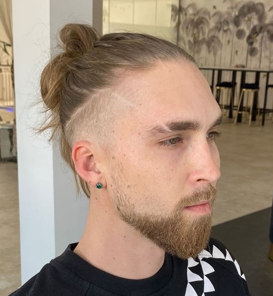 man bun with low fade