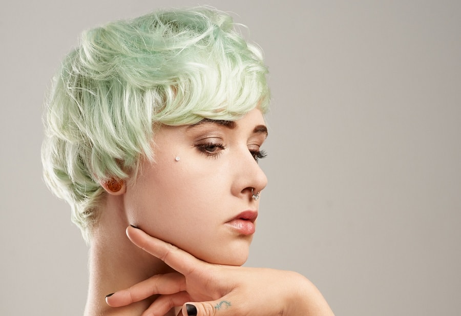 mint green edgy hairstyle