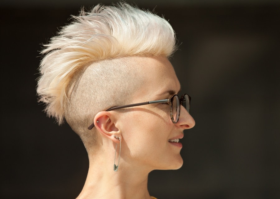 blonde mohawk with shaved side for women