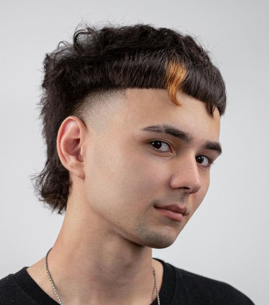 mullet haircut with temp fade