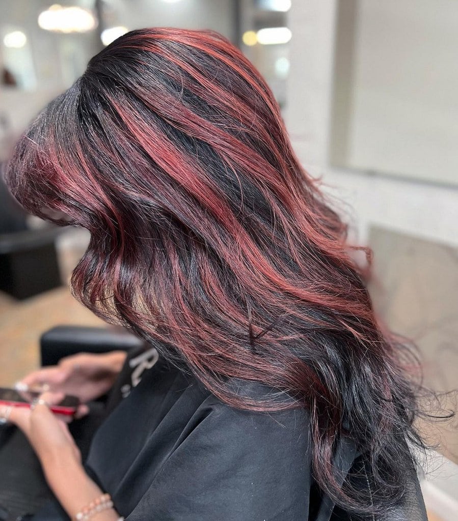 partial red balayage hair