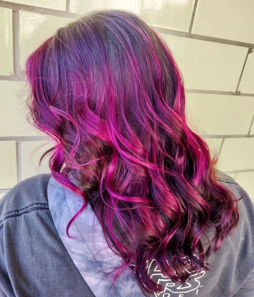 pink partial balayage hair