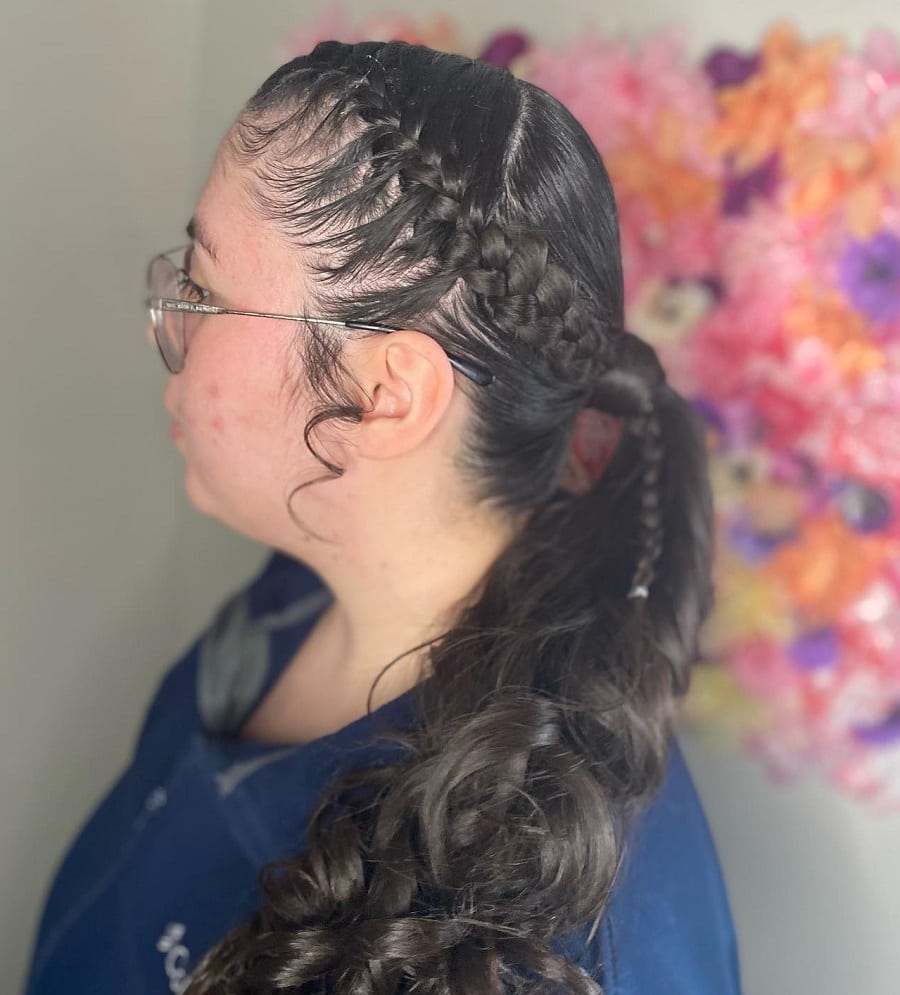 ponytail with front under braid