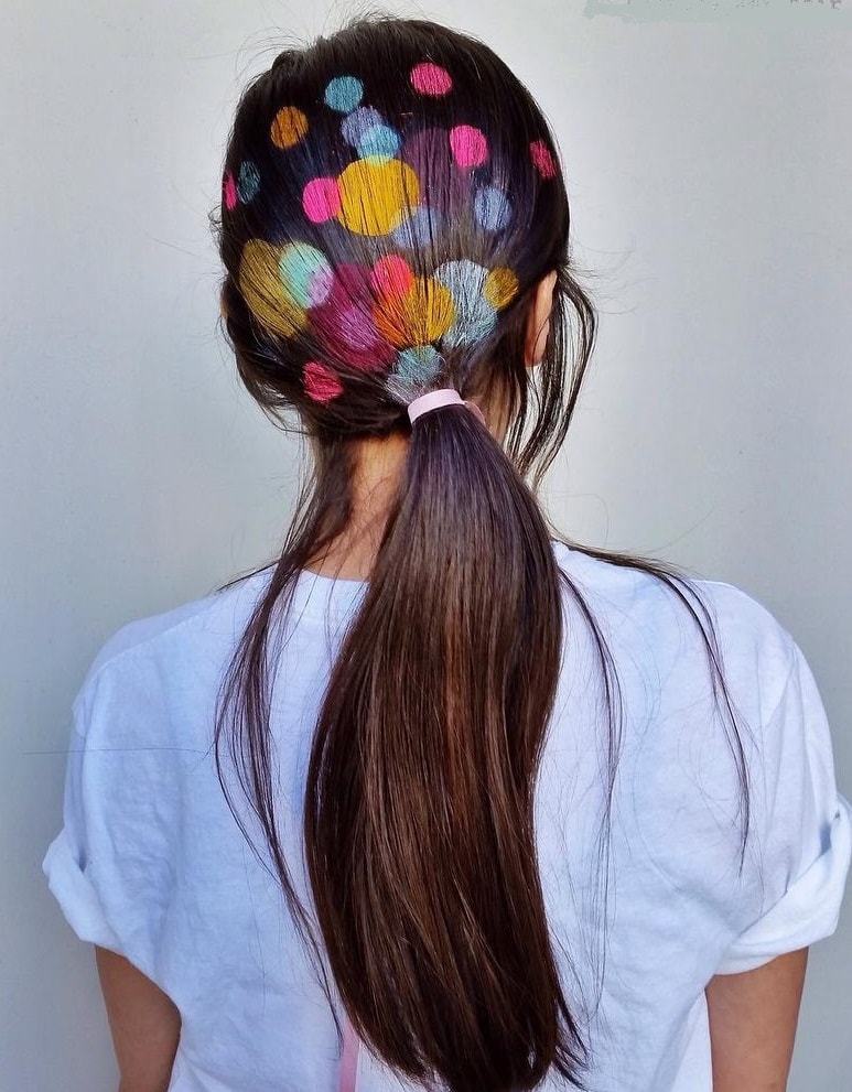 ponytail with graffiti hair