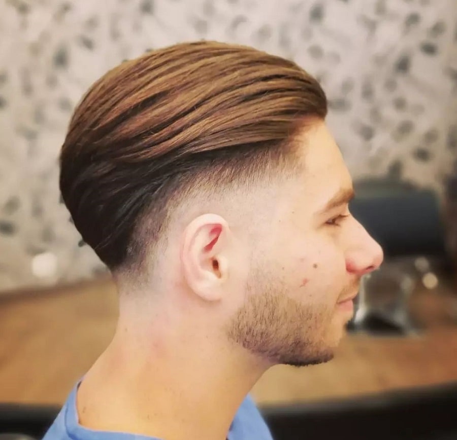 slick back hairstyle with temp fade