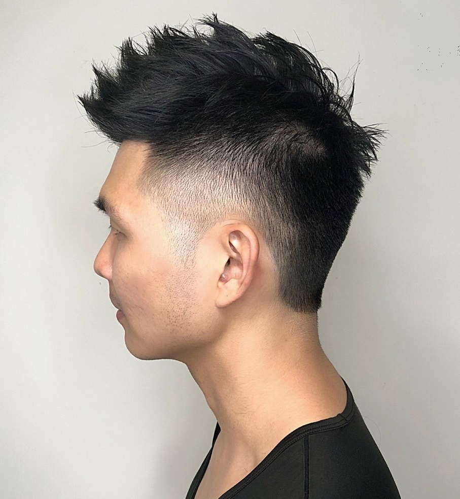 spiky hairstyle with temp fade