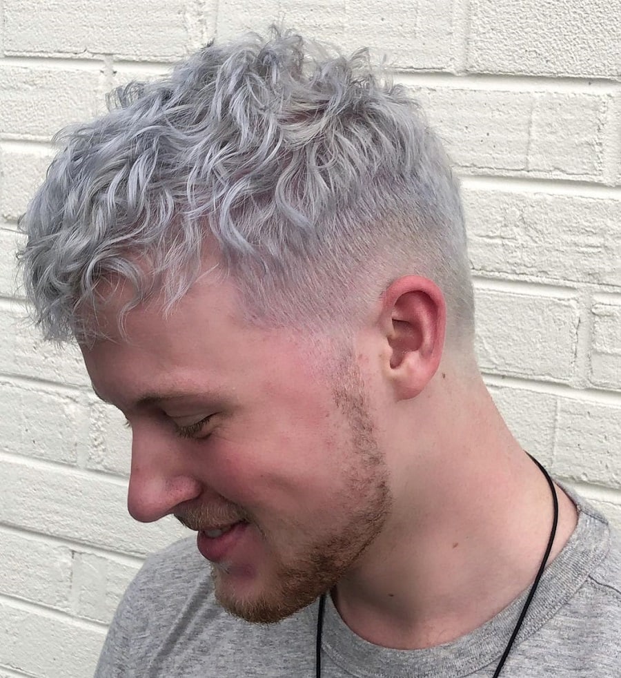 temp fade with silver hair