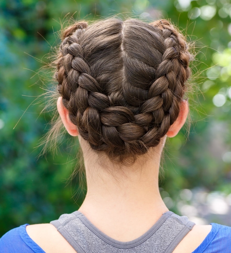 updo with two french braids