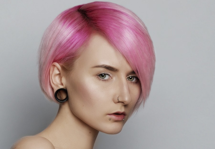 chin length pink hair