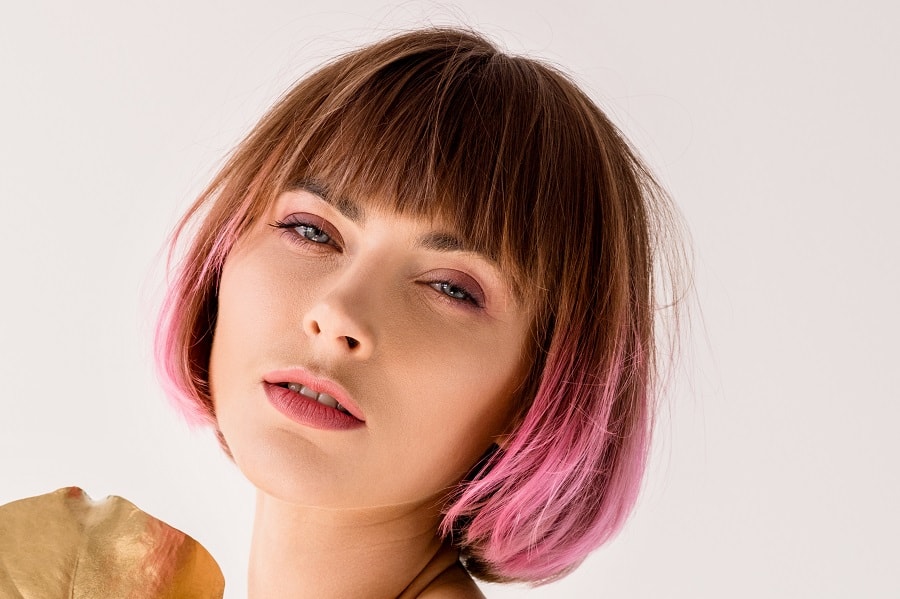 short bob with pink highlights