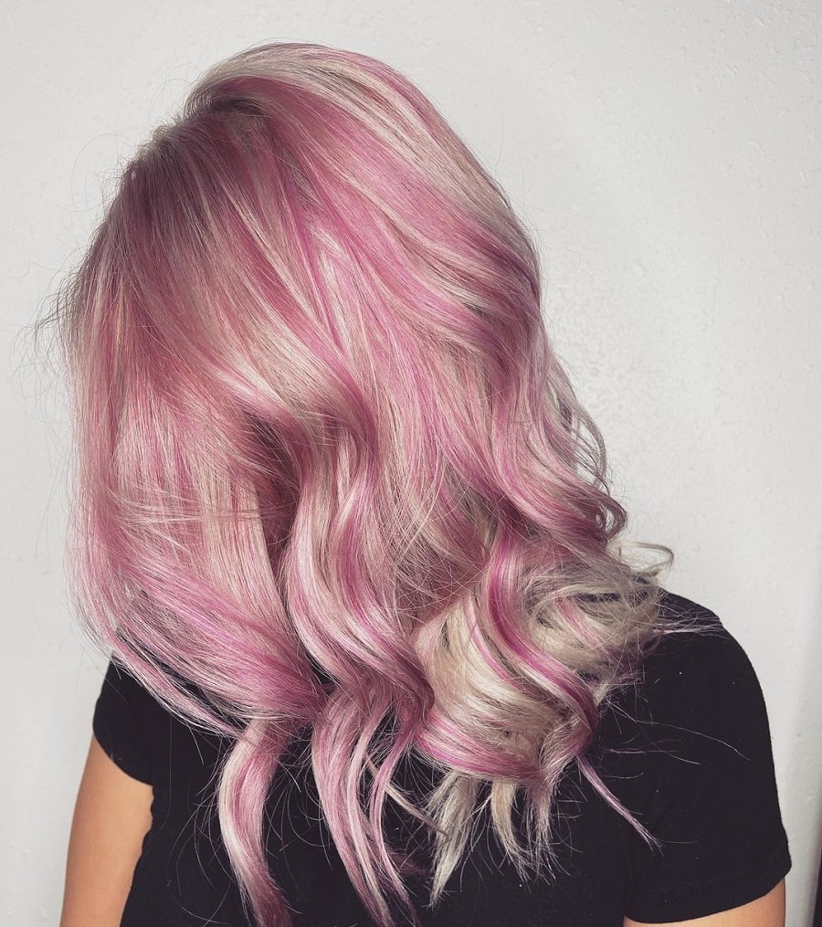 silver hair with pink highlights