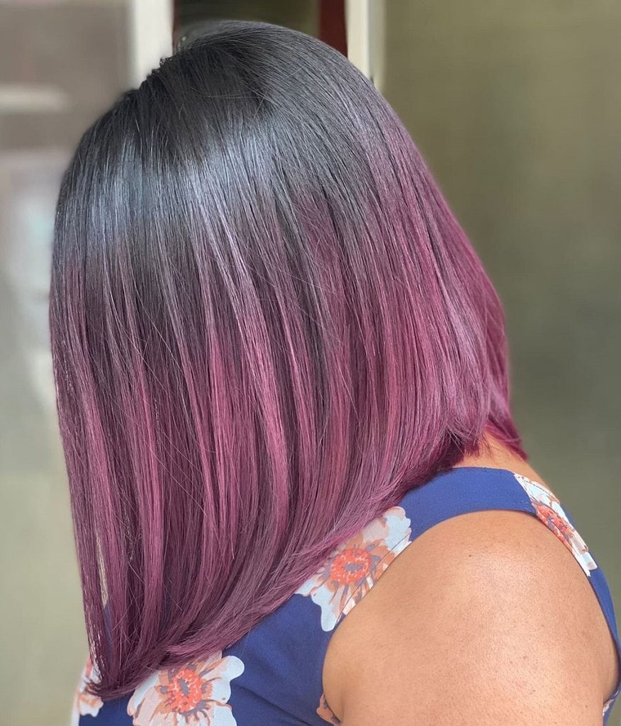 long bob with plum hair