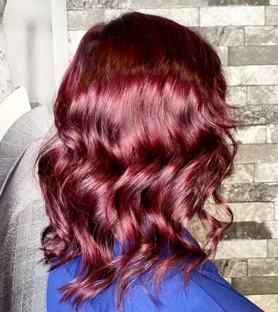 mahogany red wavy hair