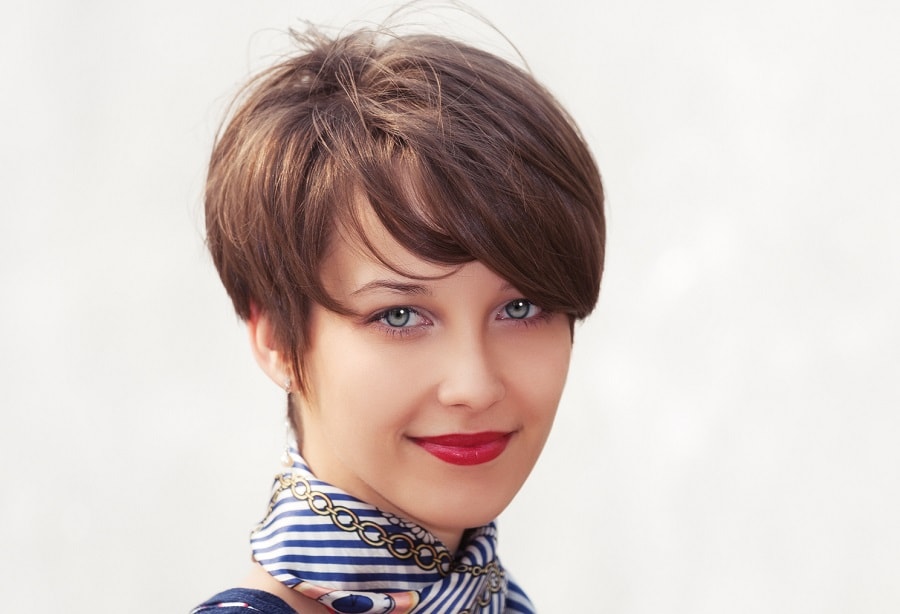 mushroom brown pixie cut