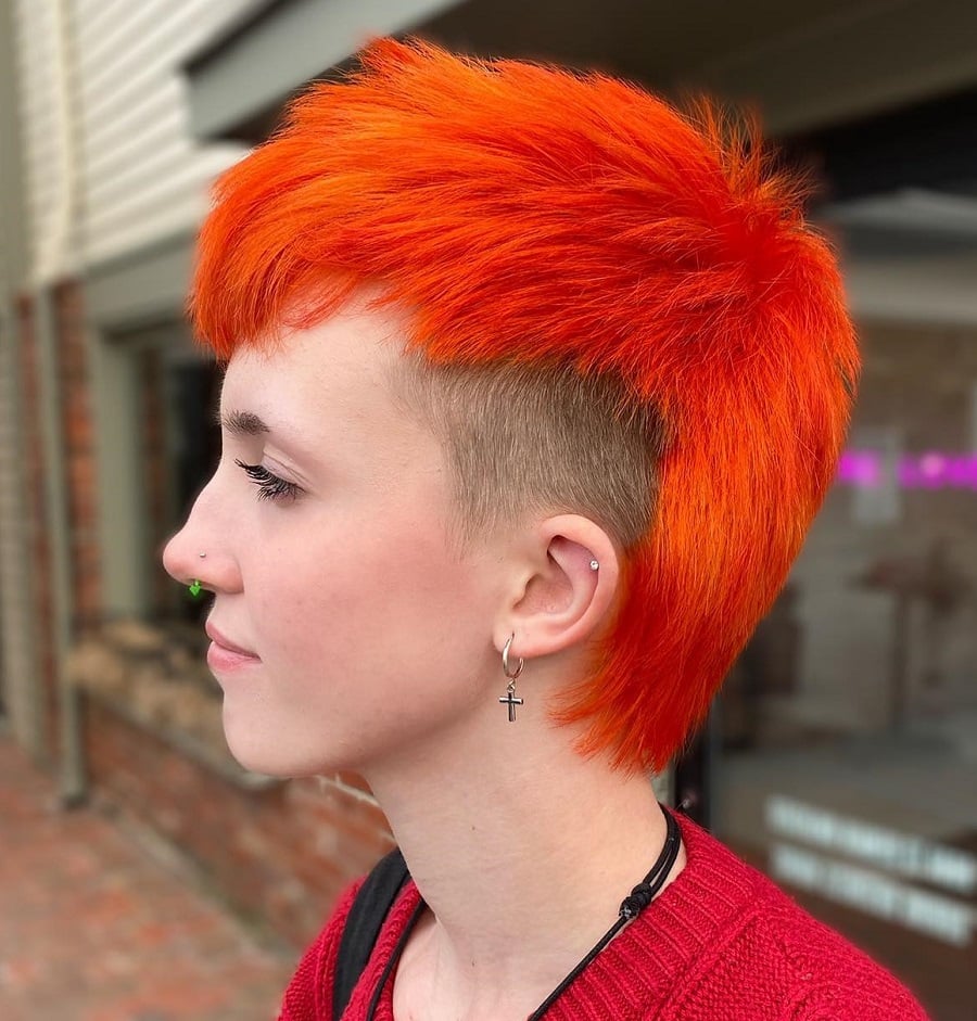 orange mullet hairstyle for ladies