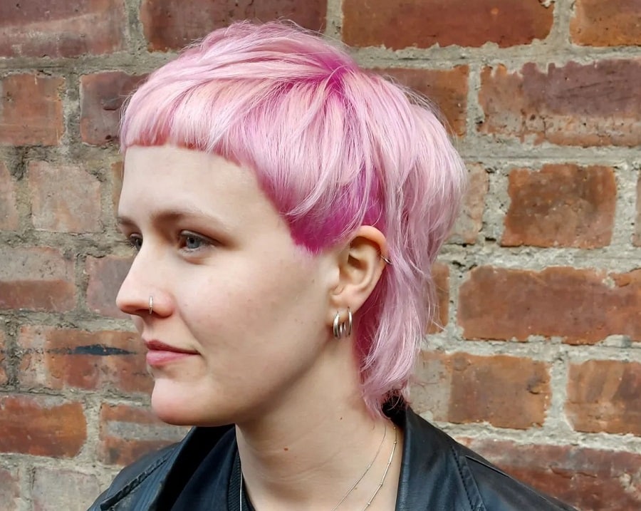 pastel pink female mullet