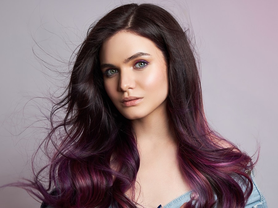 plum balayage hair