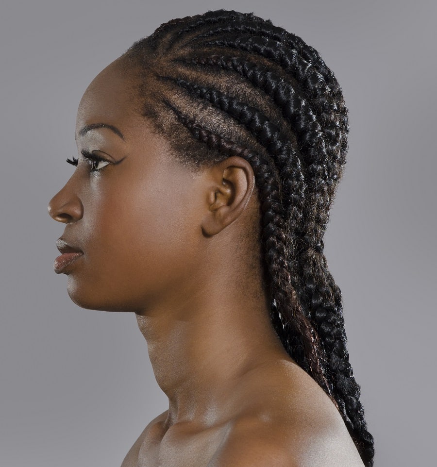 protective hairstyle with cornrows
