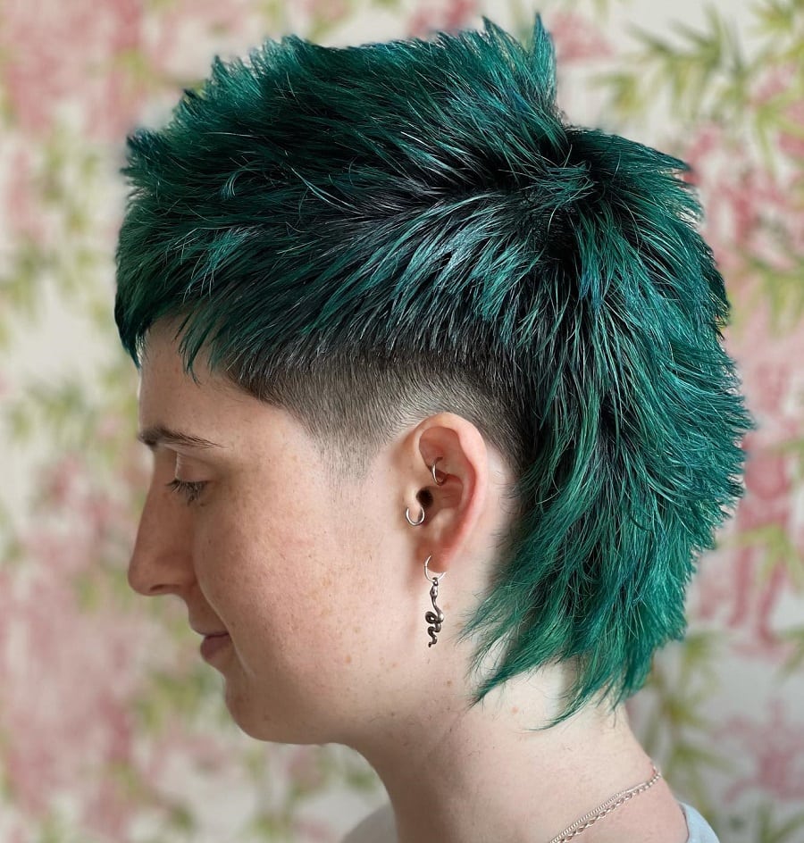 woman with short mullet haircut