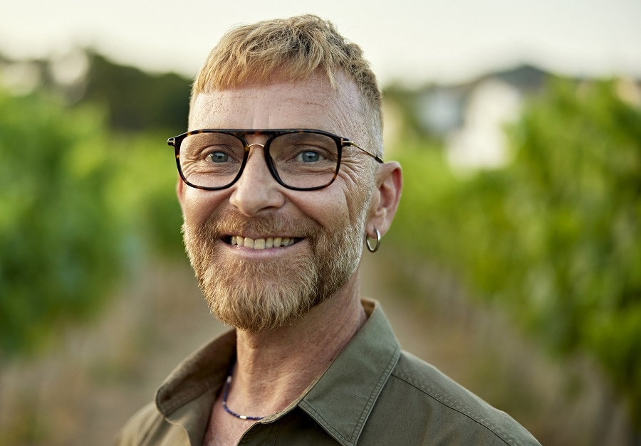 French crop haircut for men with glasses