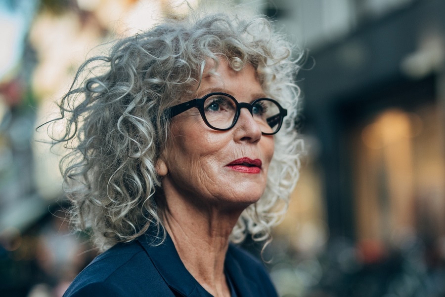 medium curly shag for older women