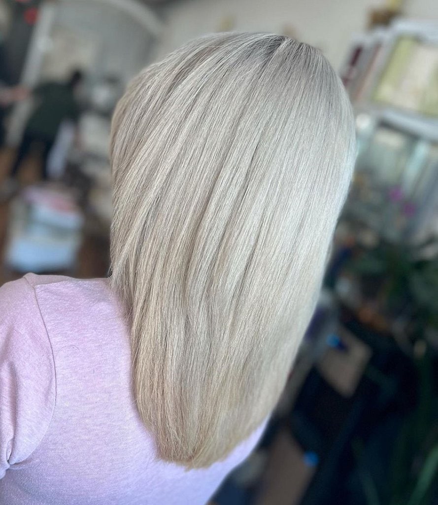 medium length hair with V cut