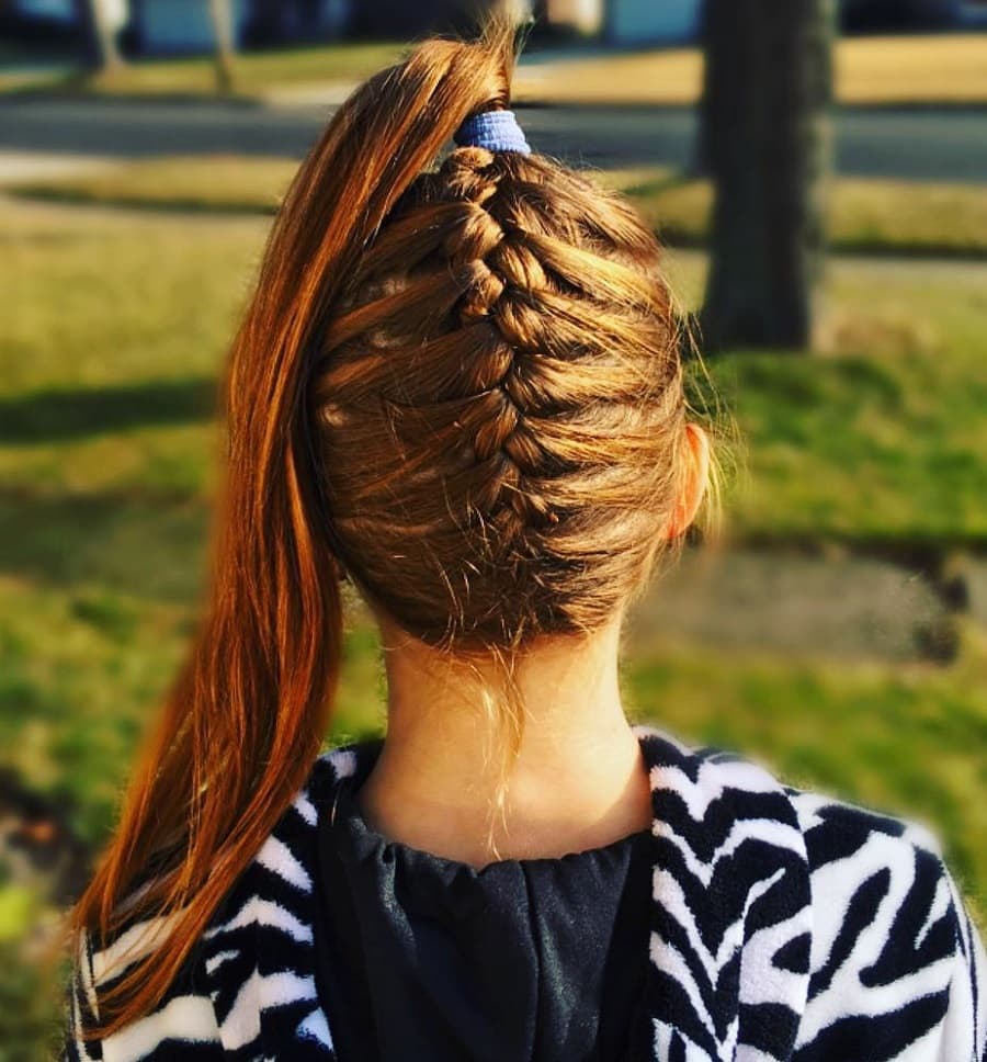 ponytail with upside down French braid
