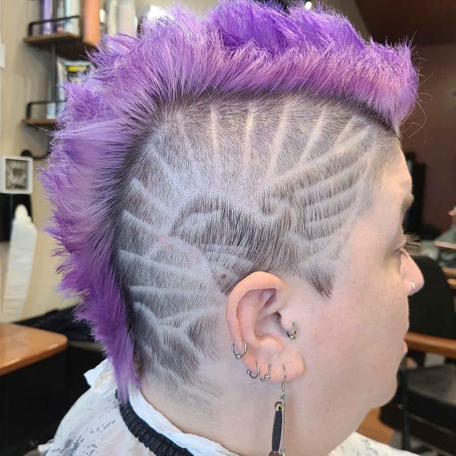 short mohawk hairstyle with hair tattoo