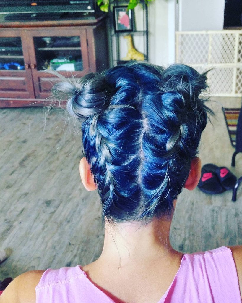 upside down French braid for blue hair