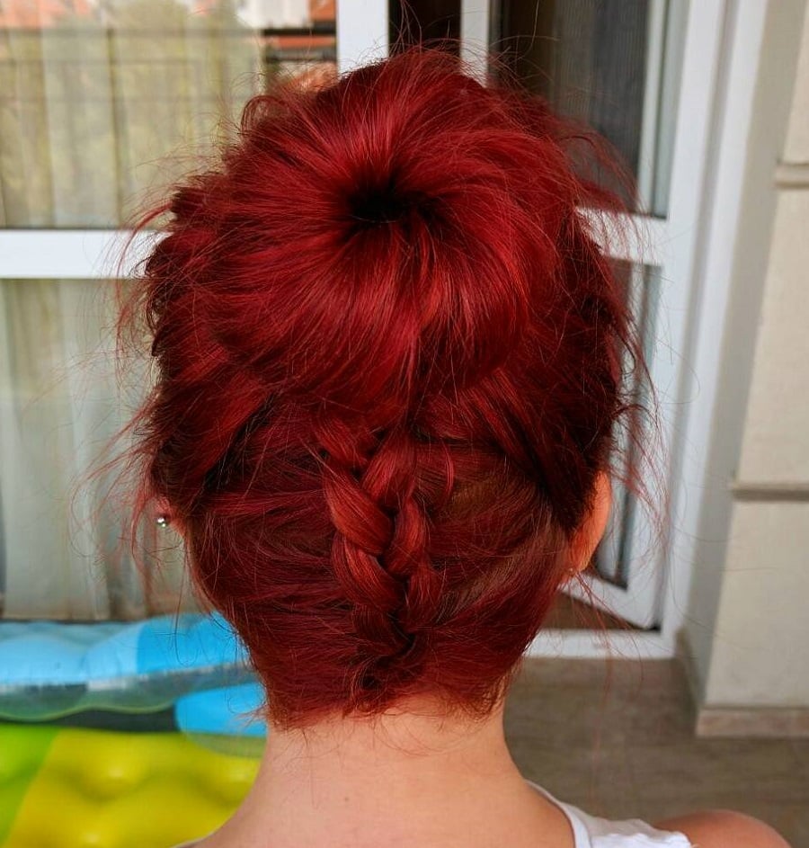 upside down French braid for red hair