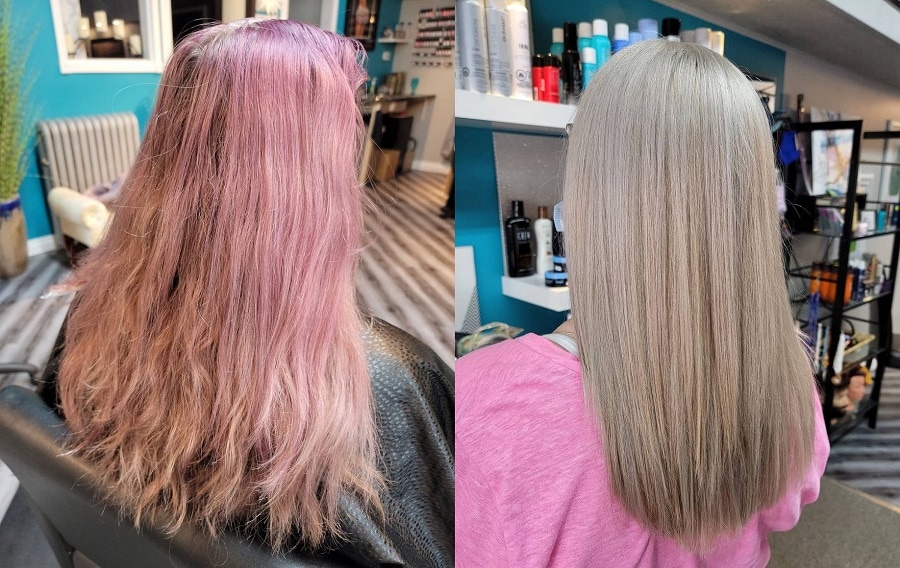 using color remover to fix purple hair mistake